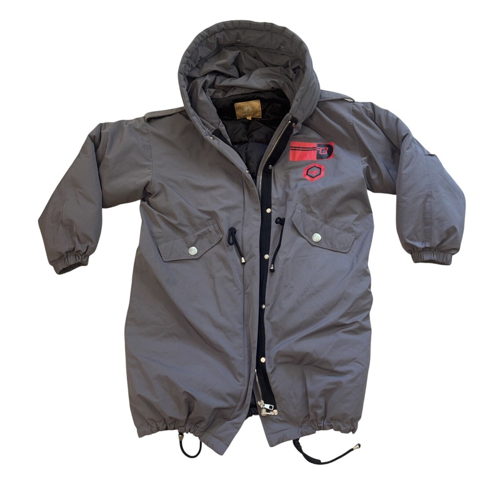 ELF SACK Fantastic Mr Fox Hooded Parka Jacket Grey Graphic Mid Length Coat S - Picture 3 of 9